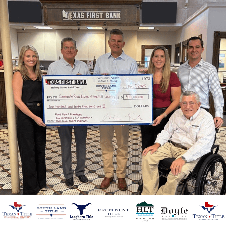 Texan Title and Texas First Bank raise $440,000 for Texas Hill Country flood relief